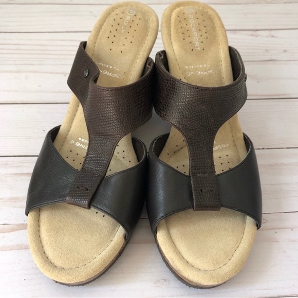 Rockport Leather Wedge Sandals - Picture 2 of 8